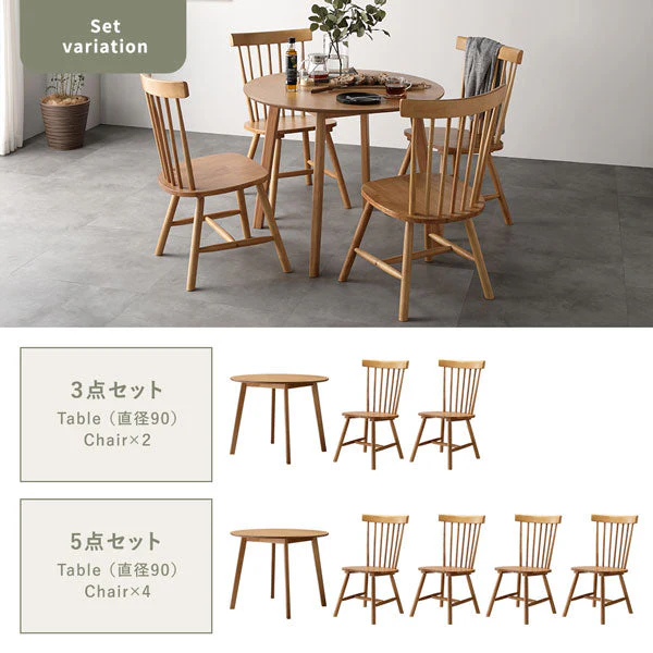 天然木 ダイニングテーブル 円形90cm 単品 ホワイト - Image 4
