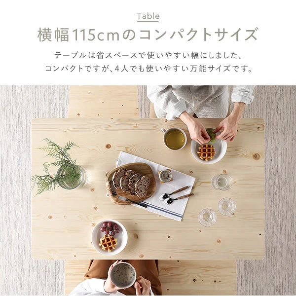 パイン材ダイニング テーブル単品（幅115cm）『Myon ミオン』 ホワイト - Image 8