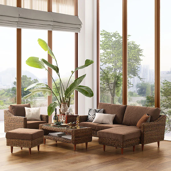 【開梱設置サービス付き】天然素材リゾートソファ（アバカ）カウチソファ - Image 15