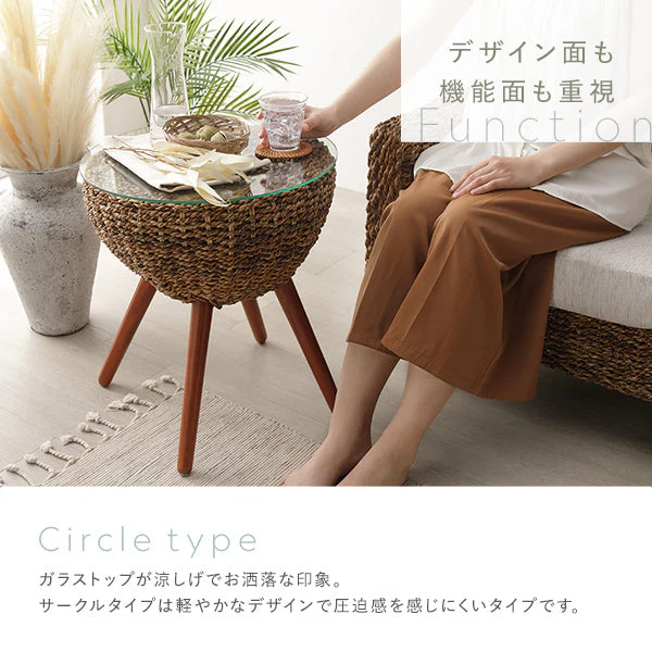 天然素材リゾートサイドテーブル（アバカ）サークルタイプ 円形45cm - Image 5