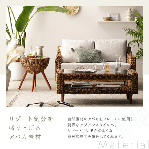 天然素材リゾートサイドテーブル（アバカ）スクエアタイプ 50cm角 - Image 3