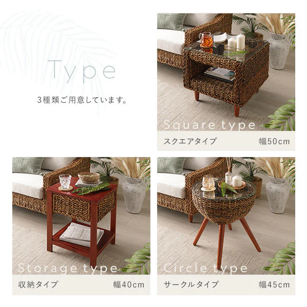 天然素材リゾートサイドテーブル（アバカ）スクエアタイプ 50cm角 - Image 7