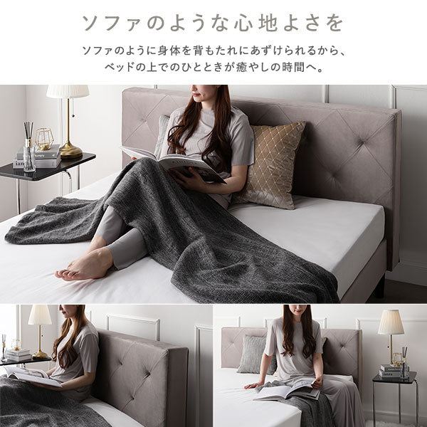 ファブリックベッド 布張り すのこベッド ダイヤキルト『ILONA イロナ』 モーブピンク - Image 10