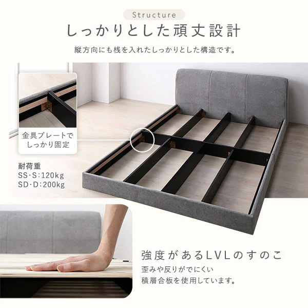 ファブリックベッド 布張り ローベッド『SOFREE ソフリー』ベージュ - Image 11
