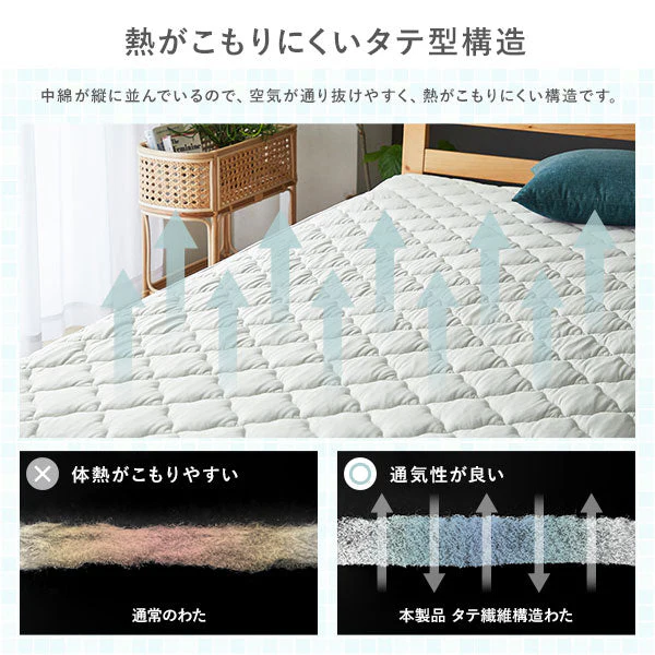 超冷感 Q-MAX0.53 コットンパイルと冷感のリバーシブル敷パッド チャコールグレー - Image 9