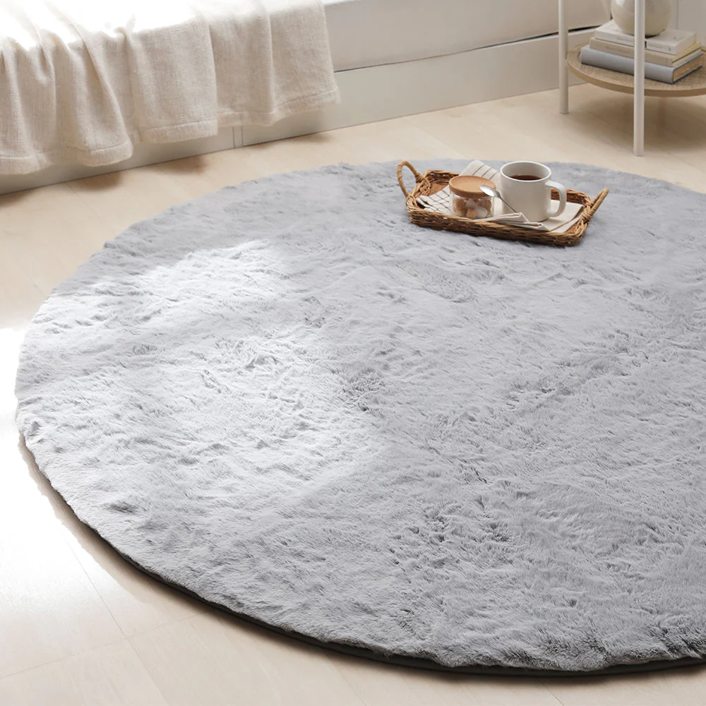 ふわふわのラビットファー調ラグ 直径約140cm(円形) ベージュ - Image 23