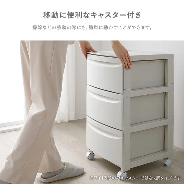 シンプルデザインチェスト プラスチック製 日本製 ワイドタイプ 3段 ダークグレー - Image 8