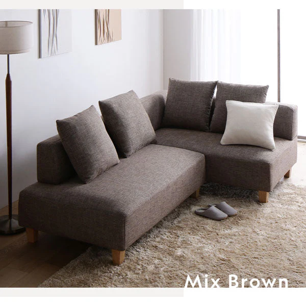 コーナーカウチソファ 『NAXAM ナザム』 2人掛け+カウチソファセット アッシュホワイト 木脚 - Image 3