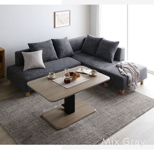 コーナーカウチソファ 『NAXAM ナザム』 テーブルセット(2.5人掛け+カウチ+テーブル) ソファ:ミックスブラウン/テーブル:ホワイト 木脚 - Image 2
