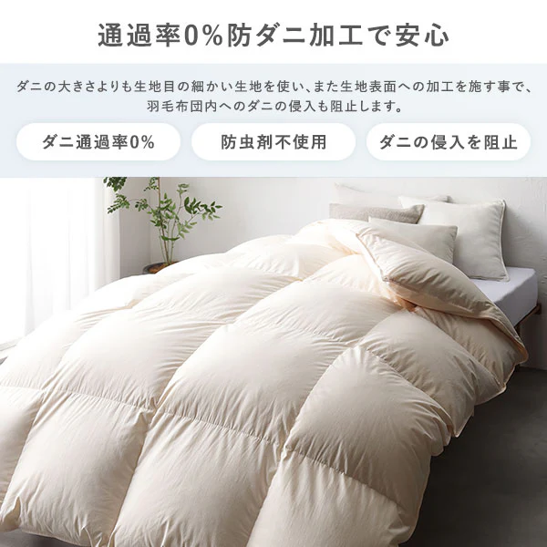 日本製 羽毛掛け布団 ダウン率75% 300dp リサイクルダウン 抗菌・防臭・防ダニ ブルー - Image 10