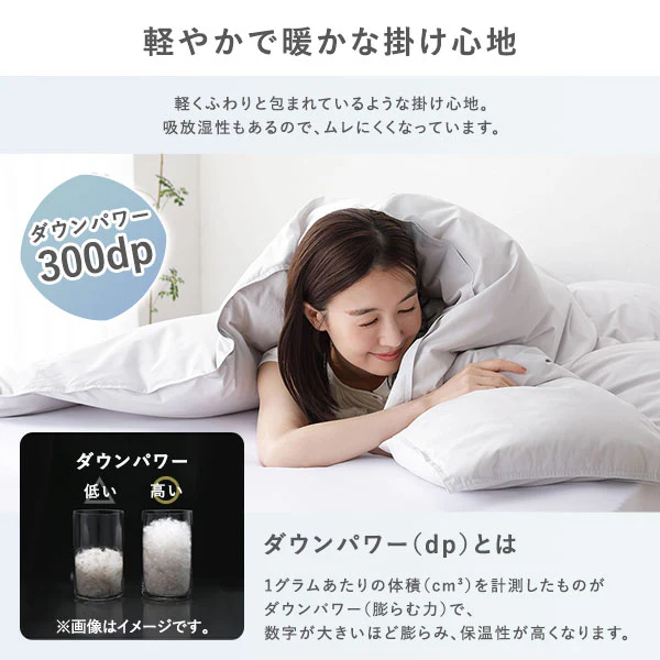 日本製 羽毛掛け布団 ダウン率75% 300dp リサイクルダウン 抗菌・防臭・防ダニ ブルー - Image 8