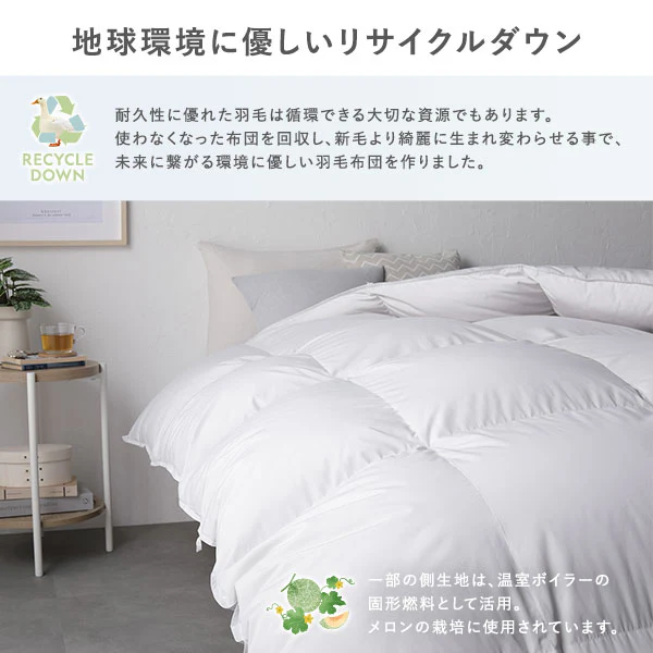 日本製 羽毛掛け布団 ダウン率85% 350dp リサイクルダウン 抗菌・防臭・防ダニ ブルー - Image 5