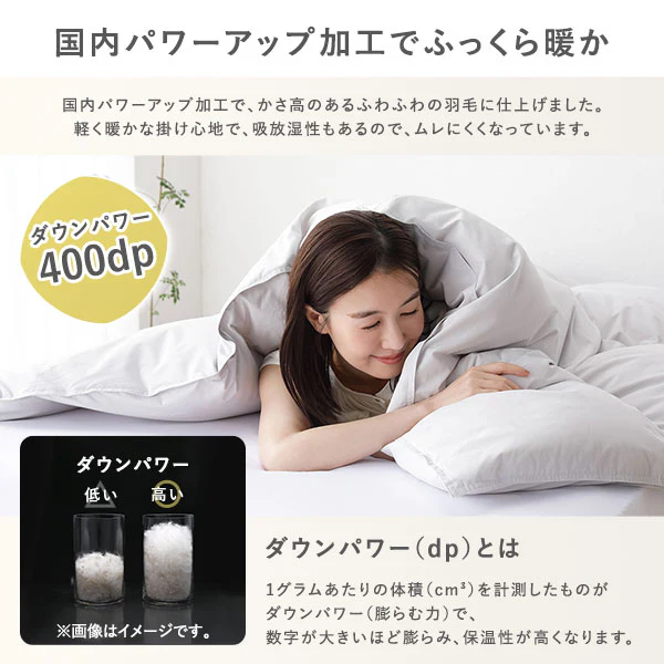 日本製 羽毛掛け布団 ダウン率90% 400dp シルバーグース 抗菌・防臭・防ダニ ブルー - Image 10