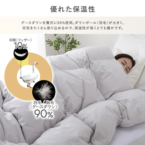 日本製 羽毛掛け布団 ダウン率90% 400dp シルバーグース 抗菌・防臭・防ダニ ブルー - Image 9