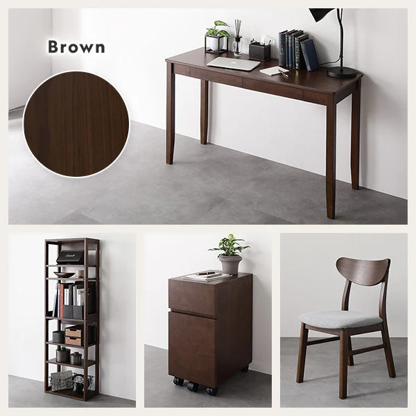 【旧仕様】サイズが選べる 天然木デスク 『Keiju ケイユ』 引き出し付き 幅120×奥行45cm ブラウン - Image 4