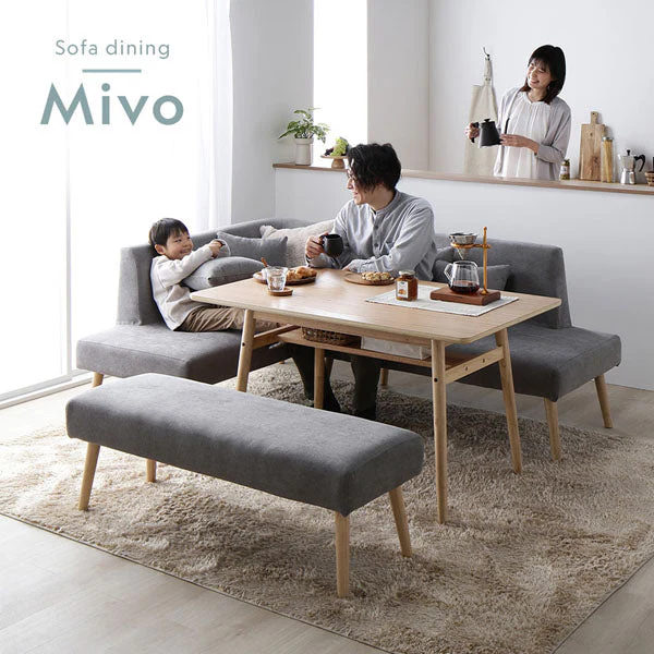 ソファダイニング 左アーム付きベンチ単品 『Mivo ミヴォ』 グレー - Image 6