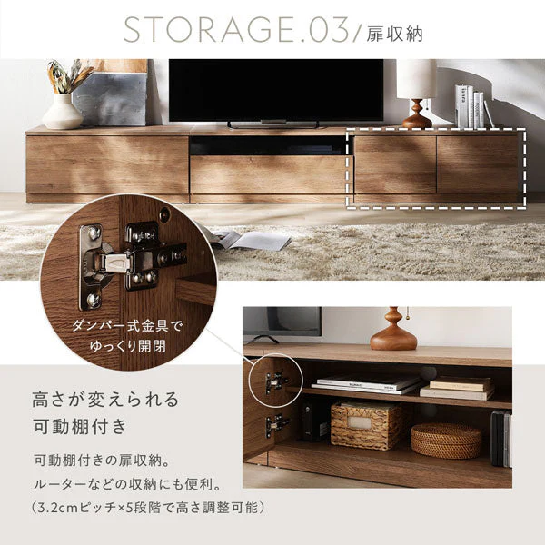 組み替え自在 ワイドテレビボード 『Tivra ティヴラ』 引き出し×扉タイプ 180cm幅 ナチュラル - Image 18