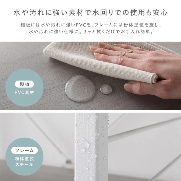 レンジラック ゴミ箱上収納タイプ 『Kitte キッテ』 幅60cm ストーン調スノーホワイト×ホワイト - Image 11
