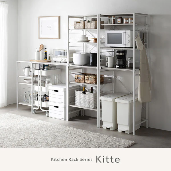 レンジラック カウンタータイプ 『Kitte キッテ』 幅120cm ストーン調スノーホワイト×ホワイト - Image 17