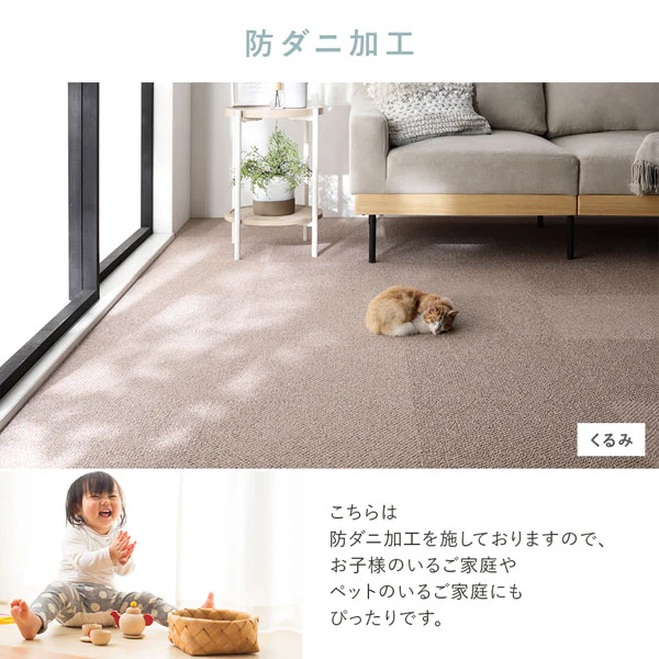 日本製 洗えるタイルカーペット 防ダニ 防音 40cm幅 10mm厚【ループパイル】 ふじ - Image 11