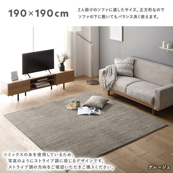 国産 洗えるミックスパイルラグ（軽量・防ダニ・アレルブロック・遊び毛防止） 約190×190cm フォググレー - Image 18