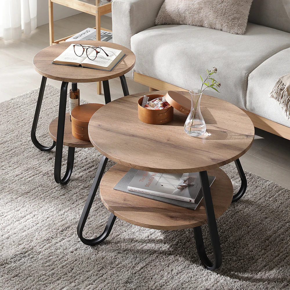 ローテーブル（ラウンドタイプ）『LUTON ルトン』 2点セット（直径40cm+直径56cm） ストーングレー - Image 20