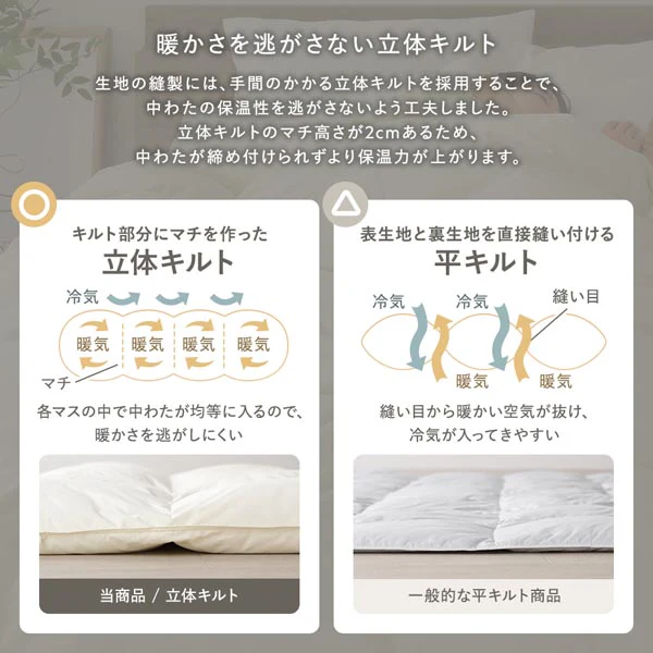 洗える エアロゲルわた掛け布団 秋冬春3シーズン『Airdina エアディナ』 オフベージュ - Image 13