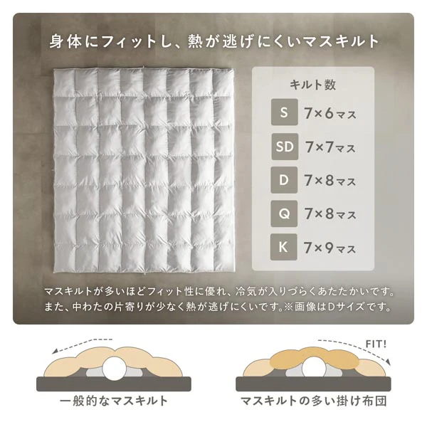 洗える エアロゲルわた掛け布団 秋冬春3シーズン『Airdina エアディナ』 オフベージュ - Image 14