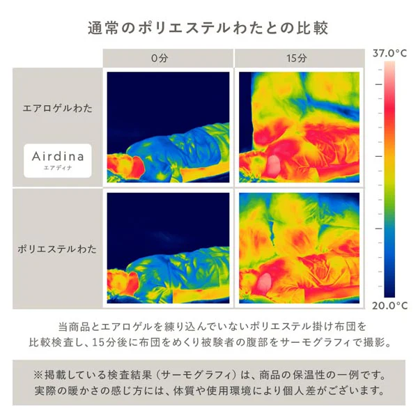 洗える エアロゲルわた掛け布団 秋冬春3シーズン『Airdina エアディナ』 オフベージュ - Image 8