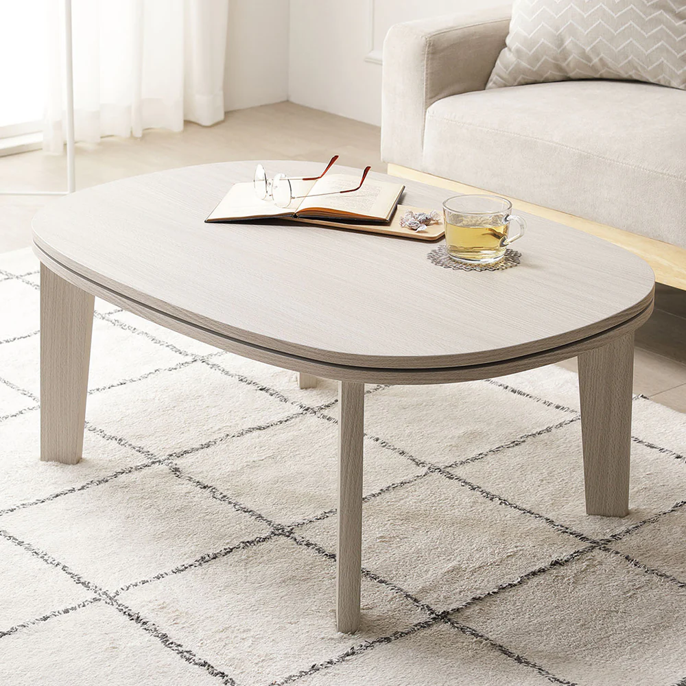 両面使えるシンプルこたつローテーブル単品 楕円（90×60cm） グレージュナチュラル - Image 21
