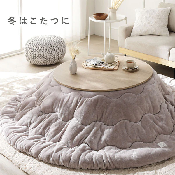 両面使えるシンプルこたつローテーブル単品 円（直径85cm） グレージュナチュラル - Image 3