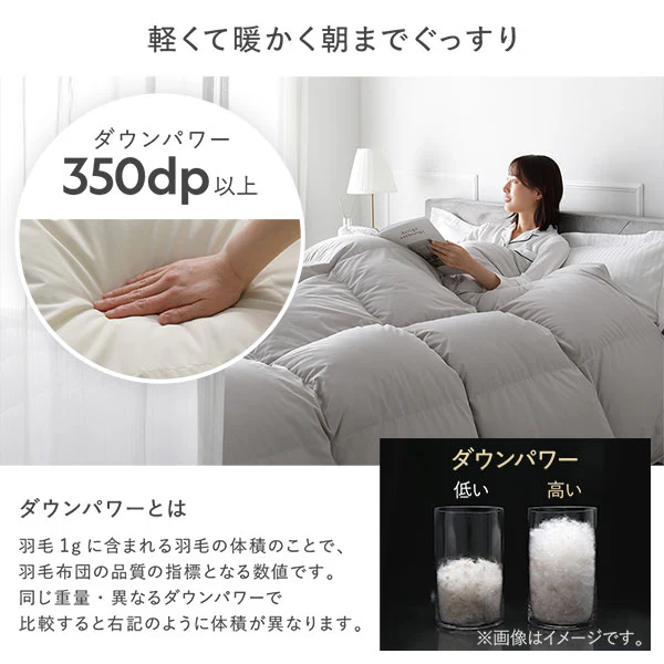 日本製 リッチボリューム 羽毛掛け布団 『Uula ウーラ』 ダウン率90% 羽毛充填量1.2kg～ ホワイト - Image 11