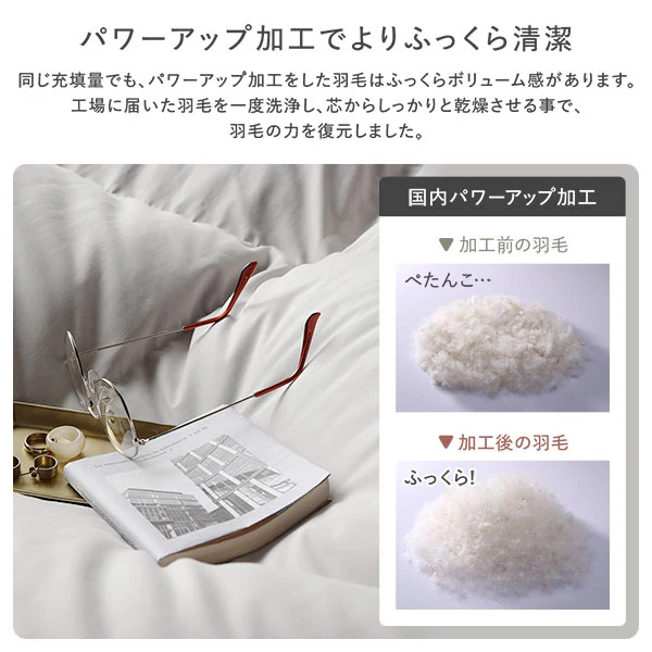 日本製 リッチボリューム 羽毛掛け布団 『Uula ウーラ』 ダウン率70% 羽毛充填量1.2kg～ ホワイト - Image 16