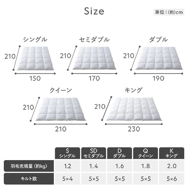 日本製 リッチボリューム 羽毛掛け布団 『Uula ウーラ』 ダウン率70% 羽毛充填量1.2kg～ ホワイト - Image 26