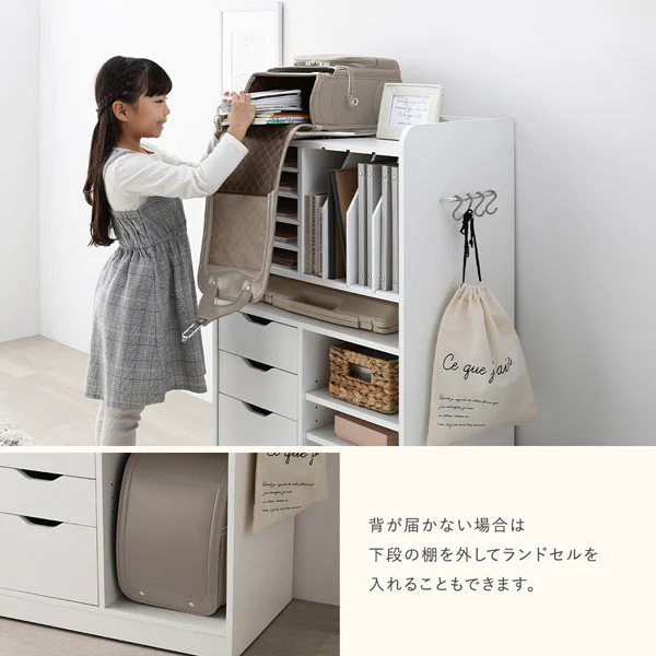 コンセント付きランドセル収納ラック 『Mainia マイニア』 ストーングレー - Image 12