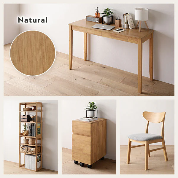 天然木デスクキャビネット 『Keiju ケイユ』 キャスター付き 本体完成品 ブラウン - Image 3