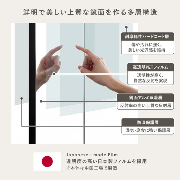 割れないミラー 『Lufra ルフラ』 30×150cm シルバー - Image 16