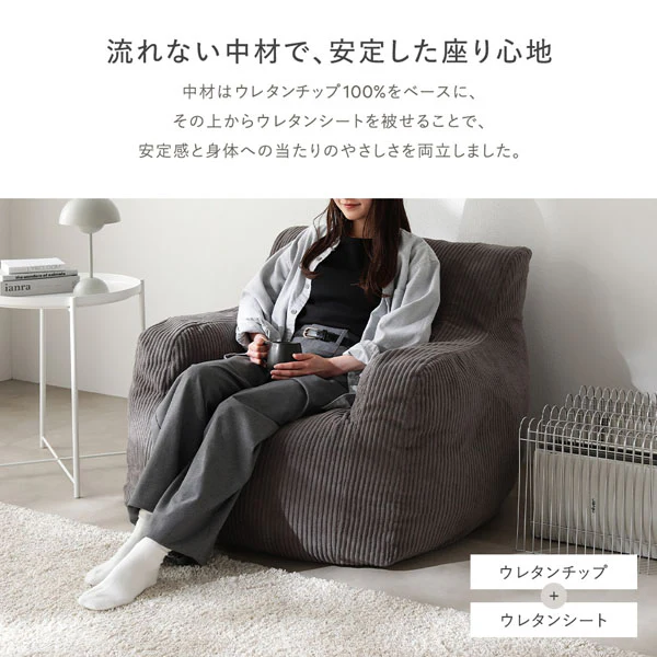 ウレタンクッションソファ 『Cloofy クルーフィ』 1人掛け単品 もこもこファー生地 グレー - Image 8
