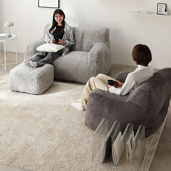 ウレタンクッションソファ 『Cloofy クルーフィ』 カバー単品 もこもこファー生地 グレー - Image 9