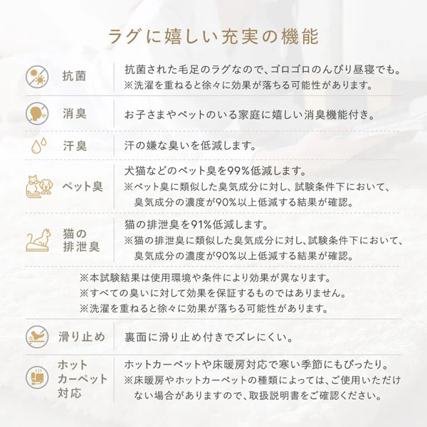 洗えるふんわり濃密シャギーラグ 『Suufa スーファ』 約130×190cm アイボリー - Image 10