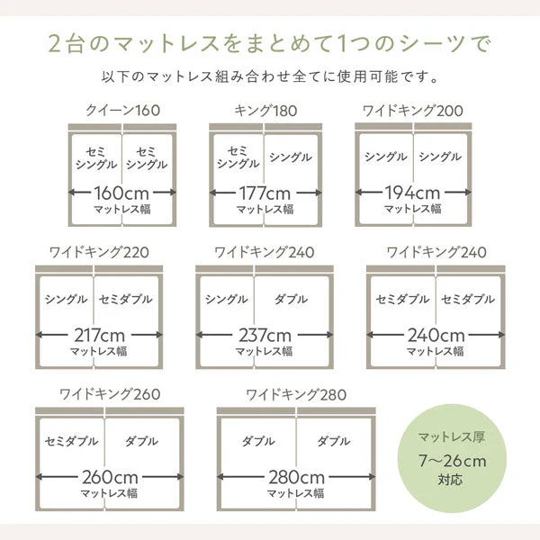 のびのびボックスシーツ 2枚セット すべすべニット 『Palmoa パルモア』 ファミリーサイズ ホワイト - Image 4
